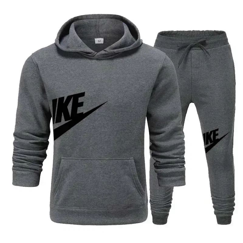 2024 Lente Merk Mannen Hoodies Sweatshirt + Joggingbroek Pak Herfst Winter Warm Trainingspak Sets Mannen Capuchon Uitloper