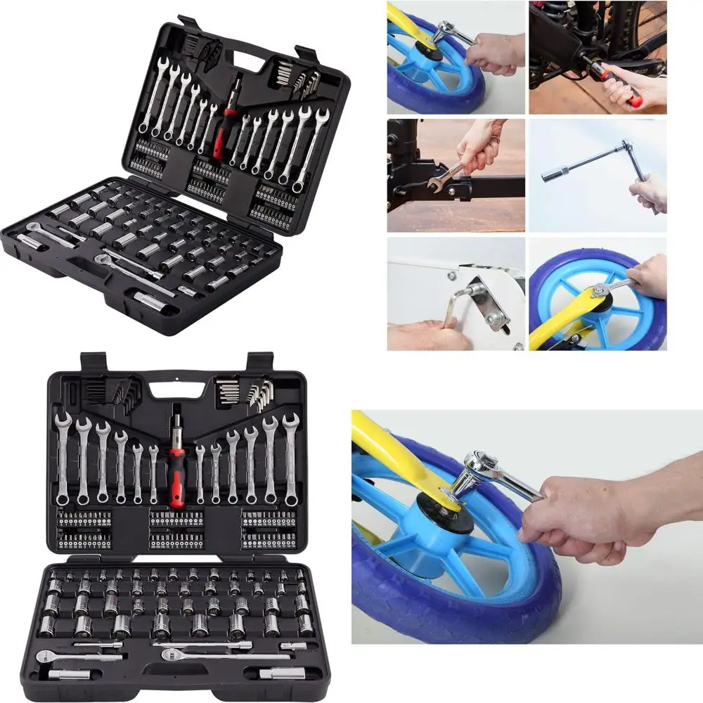 

Professional 161-Piece Mechanics Tool Kit: Auto Repair Set with Ratcheting Driver, Sockets, Wrenches & Hex Keys for Cars, Trucks