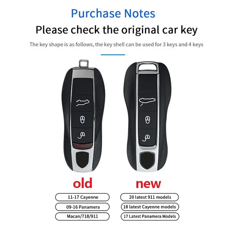 Luxury Genuine Leather for Porsche Boxster Cayman Panamera Cayenne Macan 718/911 Taycan Car Key Case Cover Protective Keychain