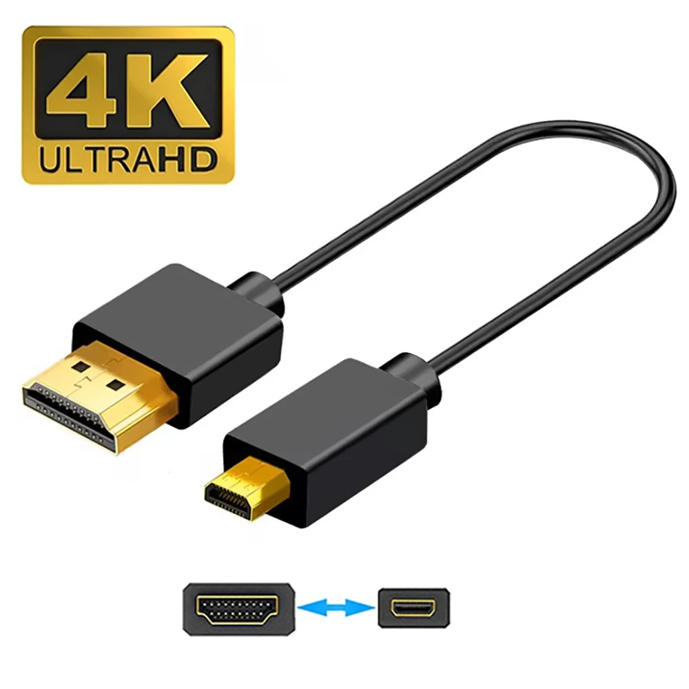 

Micro-HD Cable Support 4K@60Hz 3D 18Gbps HD2.0 A to D Type OD3.2mm Slim Thin Cord for Ultrabook PC Tablet Camera Monitor HDTV