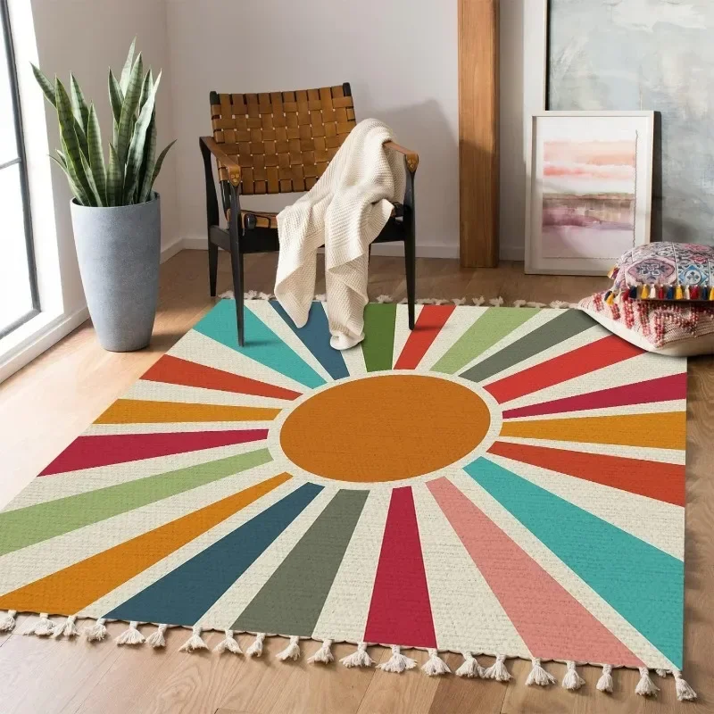 

Carpet for Living Room Artistic Color Pattern Nonslip Bedroom Rug Large Area Foldable Machine Washable Cloakroom Mat Alfombra 담요