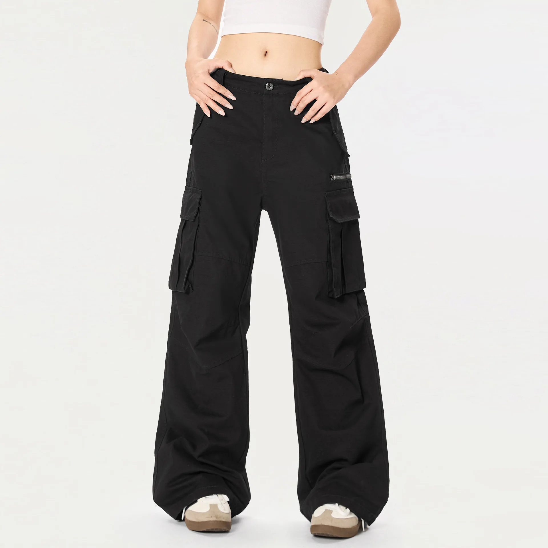 

OR FL Мешковатые широкие брюки A Sense of Sophistication 100, хлопковые женские брюки-карго, крутые и стильные прямые брюки Cleanfit Y2k