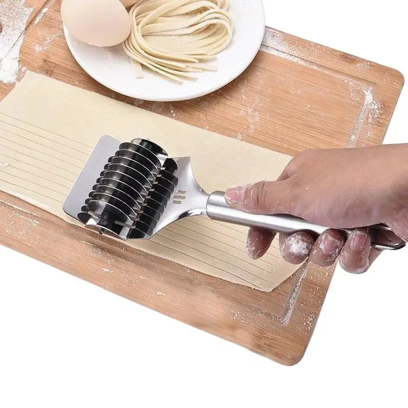 Manual Noodle Cutter Rolling Stainless Steel Noodle Cutting Device Chive Spaghetti Cutting Kitchen Cooking Accessories