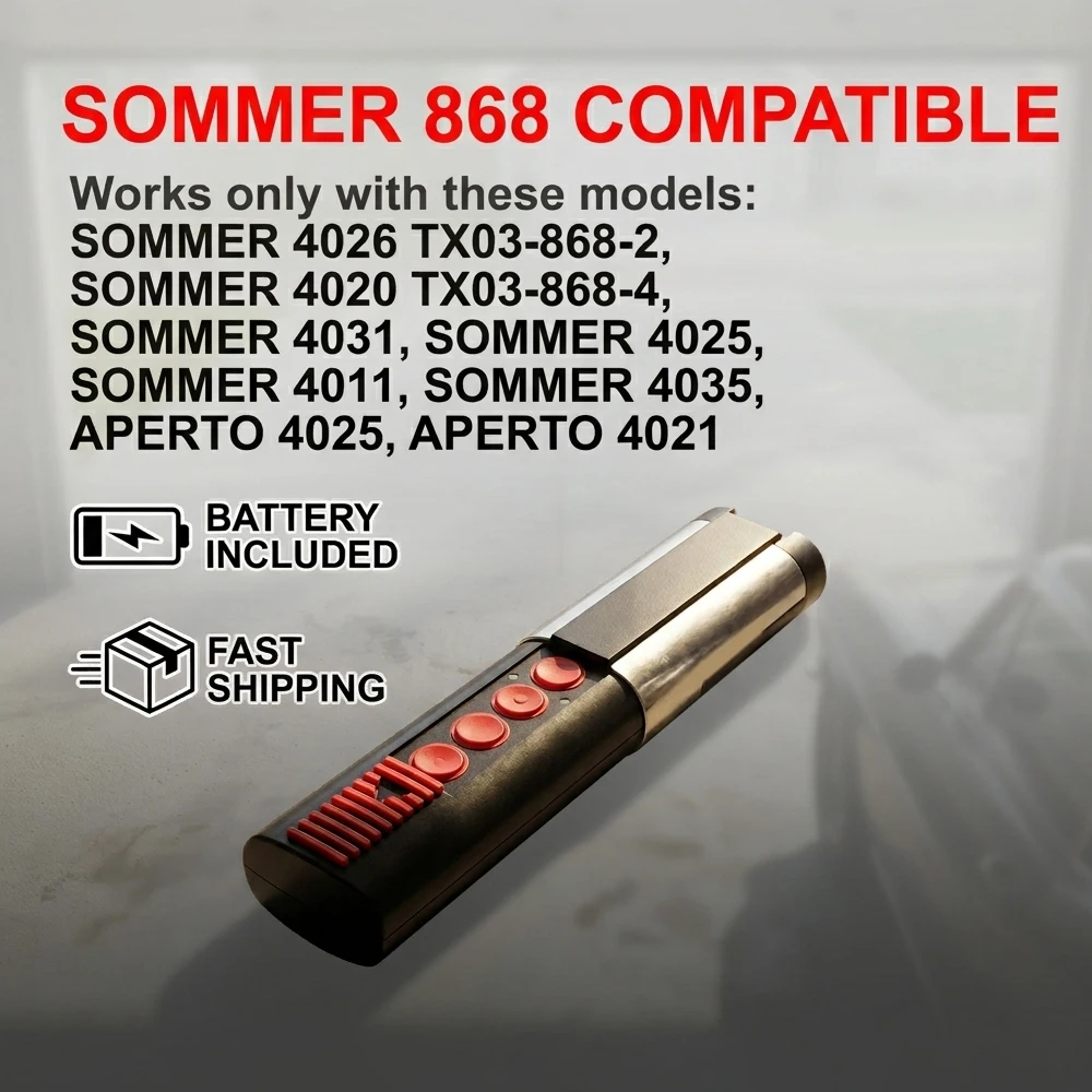 

Пульт дистанционного управления для гаражных ворот SOMMER 4020 4026 TX03, 868 МГц, с плавающим кодом, 4 кнопки, ручной передатчик, высочайшее качество, новый.