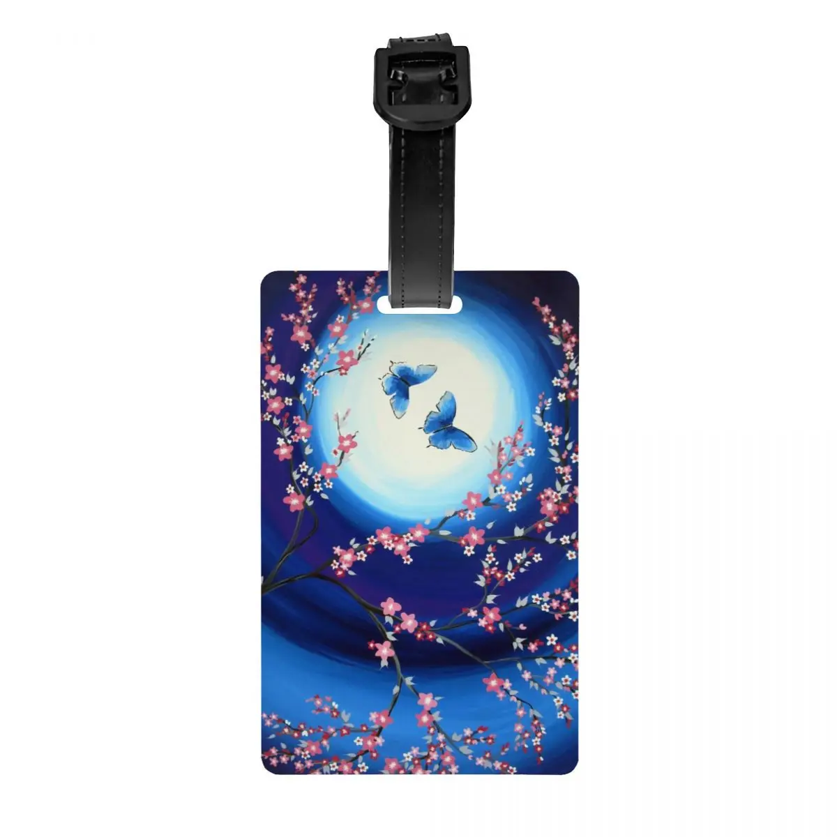 Custom Japanese Cherry Blossoms Butterflies Luggage Tags for Suitcases Flower Floral Privacy Cover ID Label