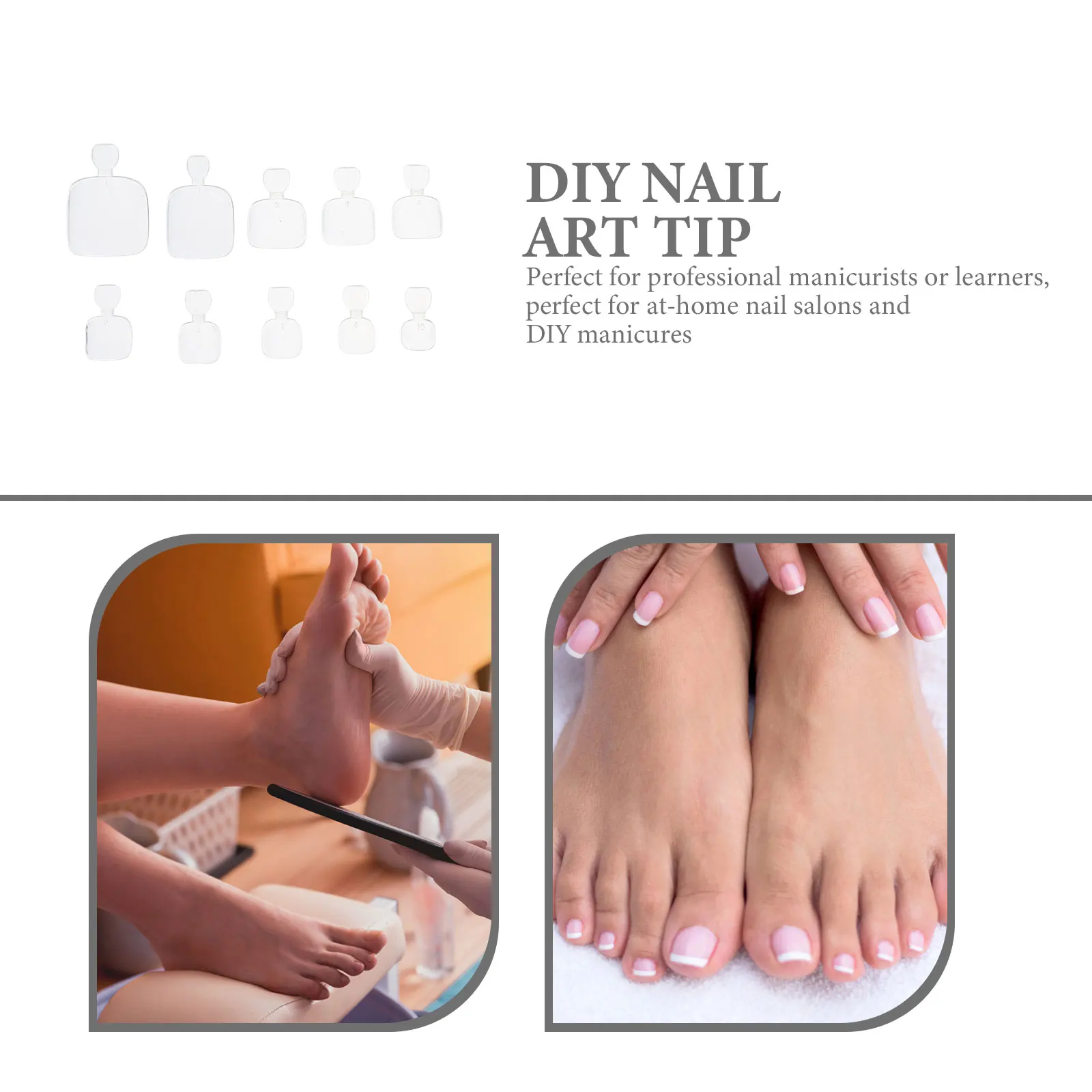 

500 Pcs False Toenails ABS Clear Nails Short Square Artificial Toe DIY Nail Art Supplies Wedding Dating Holidays Decor