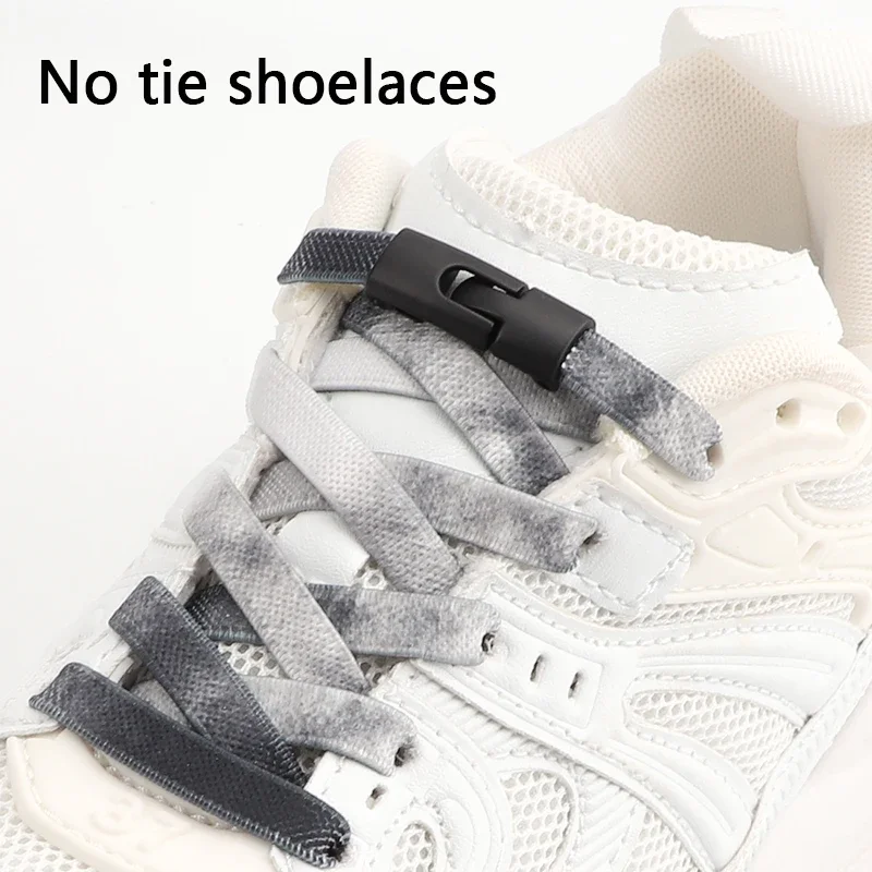 

1 Pair Flat Shoelaces Without Ties Elastic Shoe Laces Rainbow Easy To Install Metal Cross Lock Lazy Shoe Laces Flat Unisex