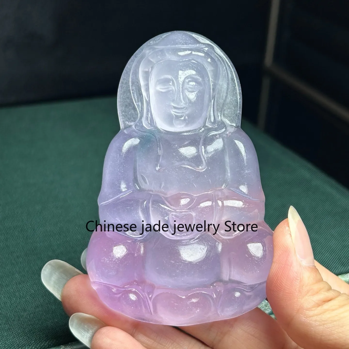 Real Natural Ice purple Jade Jadeite Big Guanyin amulet Pendant&Necklaces