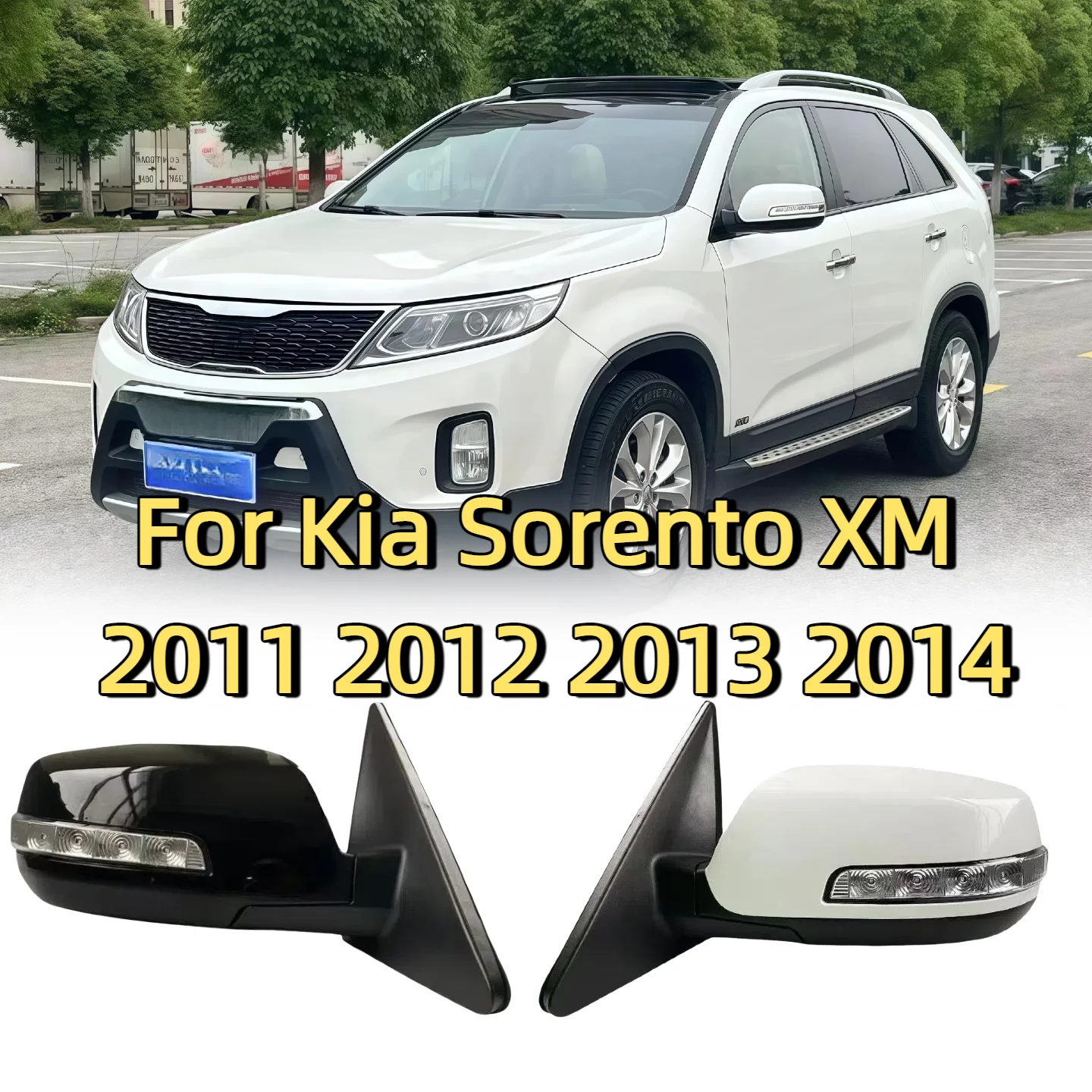 9 Wires Side Rearview Wing Mirror Assembly For Kia Sorento XM 2011 2012 2013 2014 Primer White Door Side Mirror Cars Accessories