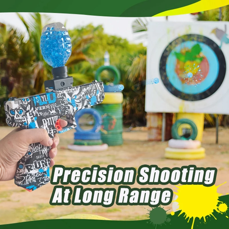 ปืนเจลไฟฟ้า 3.7V แบบอัตโนมัติเต็มรูปแบบ ปืนเจลสำหรับเล่นเกมยิงปืนกลางแจ้งสำหรับเด็กและผู้ปกครอง (ไม่รวมกระสุน)