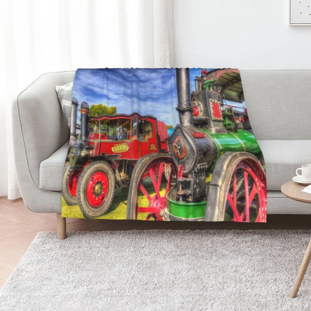 Traction Engine and Steam Lorry Throw Blanket Cozy Throw Blanket Birthday Gift for Him Her