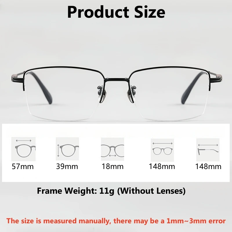 TFTB خفيفة للغاية رجال الأعمال نصف إطار نظارات فاخرة التيتانيوم النقي خشب الصندل كبيرة الحجم النظارات الطبية البصرية 605