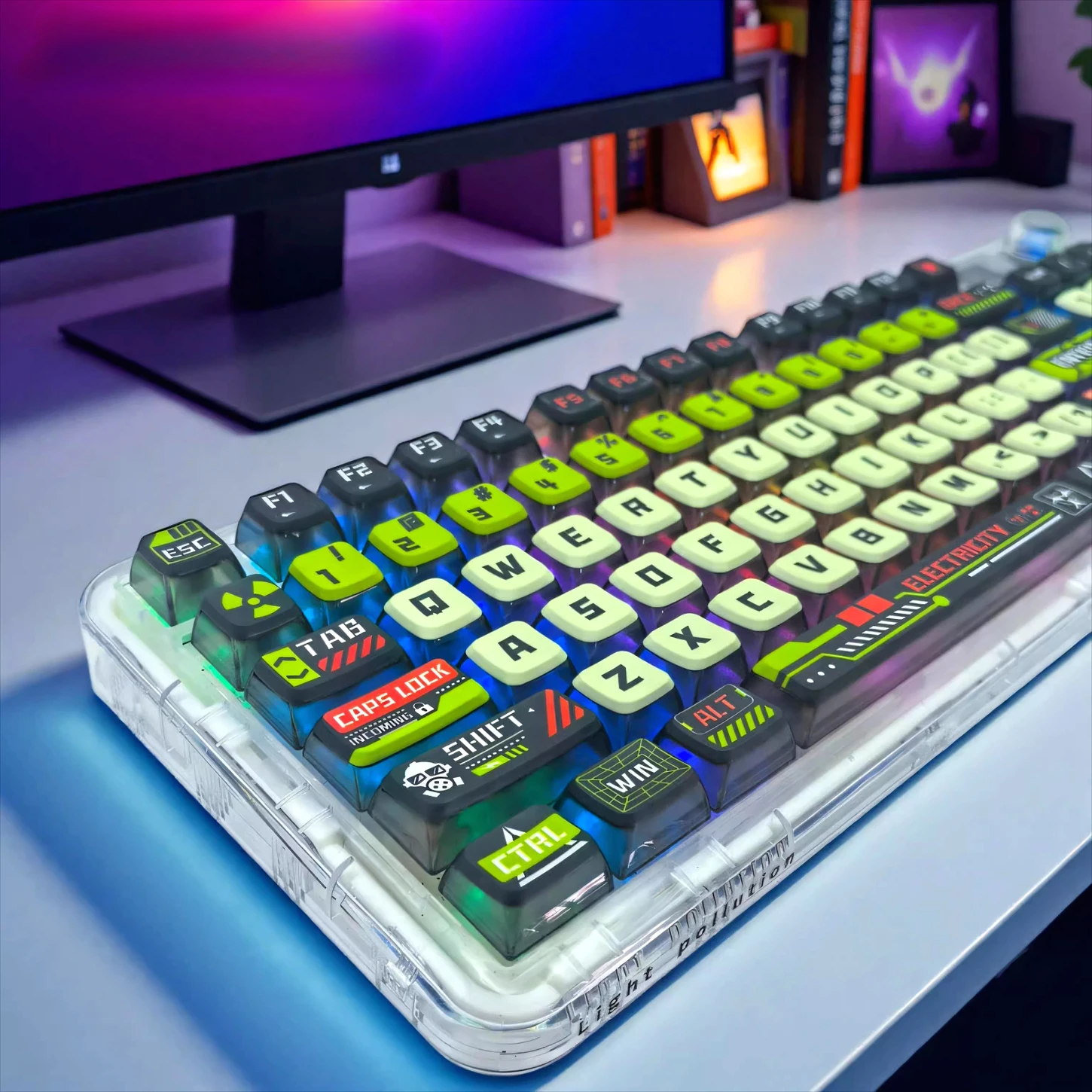 Apocalypse Biochemical, Four Sided Transparent Pudding Keycap PBT 125 Keys, for 60/84/98/108 Mechanical Keyboard Accessories