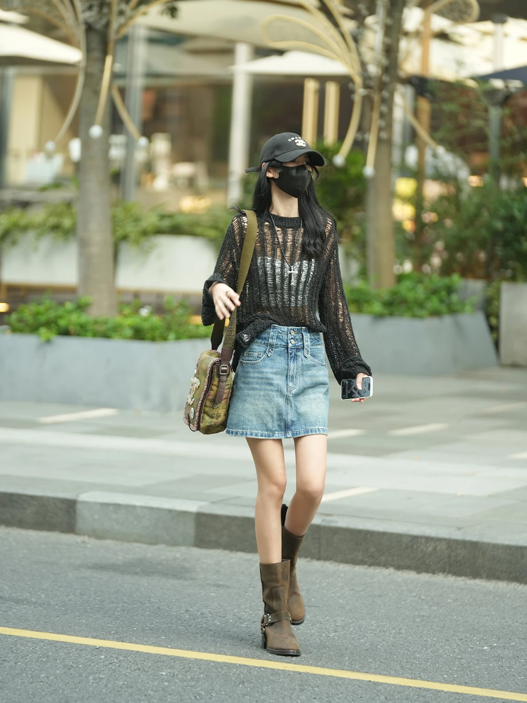 

Luna7xi Blue Waed American Retro Denim Skirt A-Line Skirt Women's Spring New Versatile High Waist Cotton Blend Skirt