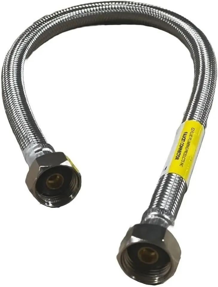 

Шланг для смесителя из нержавеющей стали в оплетке, 12 дюймов, с коннектором 1/2" FIP для ванной и кухонной раковины