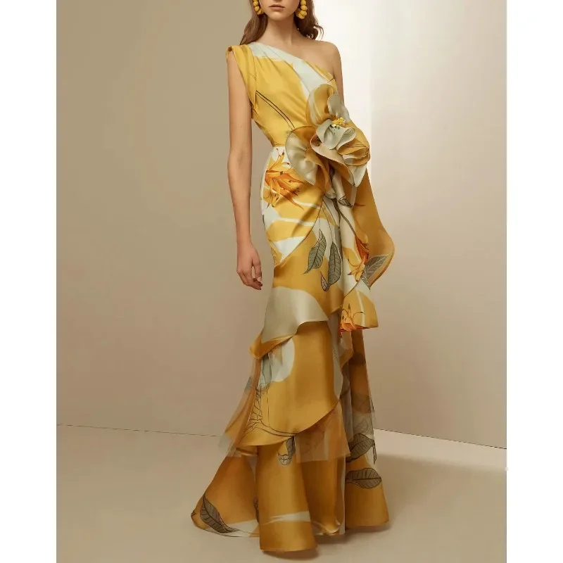 

Новое летнее повседневное платье с поклонными плечами и принтом во французском стиле ретро, с высоким темпераментом и талией