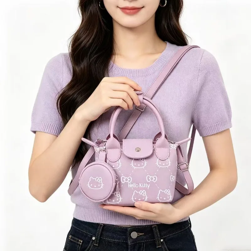 

Новая джинсовая сумка Sanrio Hello Kitty, мини-сумка через плечо в мультяшном стиле, портативная универсальная сумка-пельмень, подарок для девочки на праздник