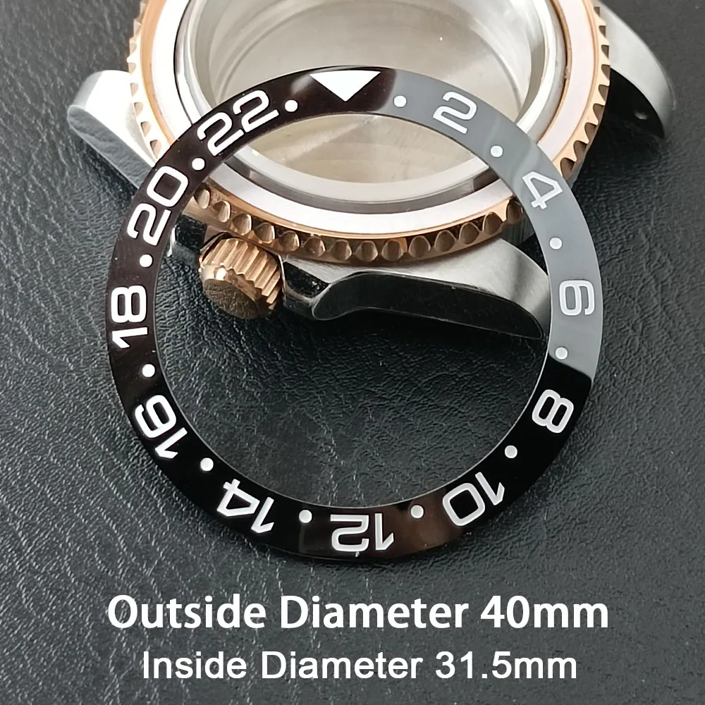 Schräge 40 mm * 31,5 mm grüne/schwarze/rote/blaue Keramik-Lünetteneinlage für Uhren, zum Ersetzen des Zifferblatts, Uhrenlünetteneinlagen