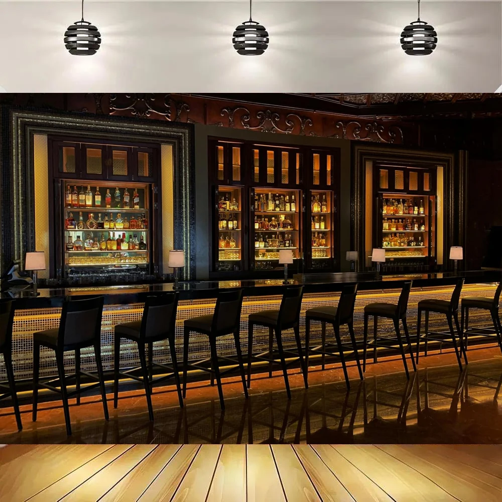Luxury Bar Photography Backdrop Whisky Wine Drinks Alcohol Cafe Restaurant Drink Shelf Background for Vintage Bar Party Decor