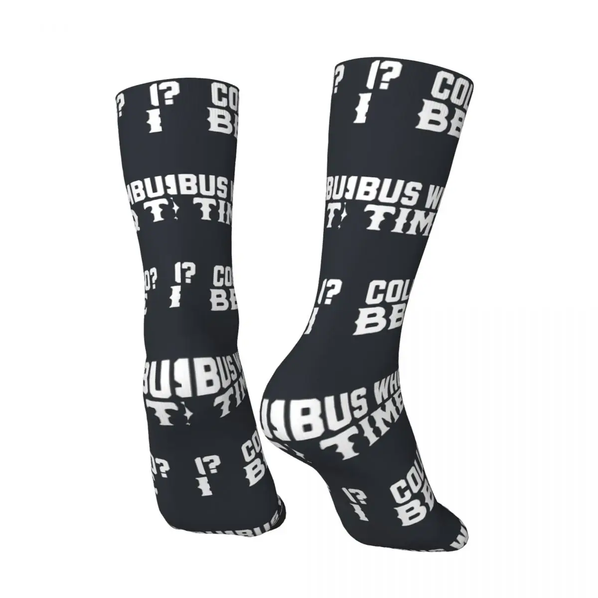 Crazy compression Columbus Who_ BBQ Time!_ Sock for Men Harajuku Columbus Day Quality Pattern Crew Sock Casual