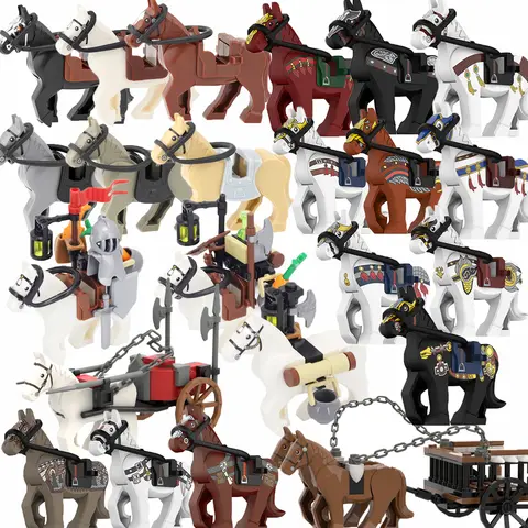 Medieval Military Knight Figures and War Horse Building Blocks Set Medieval Military Toys with Accessories for Kids Gift