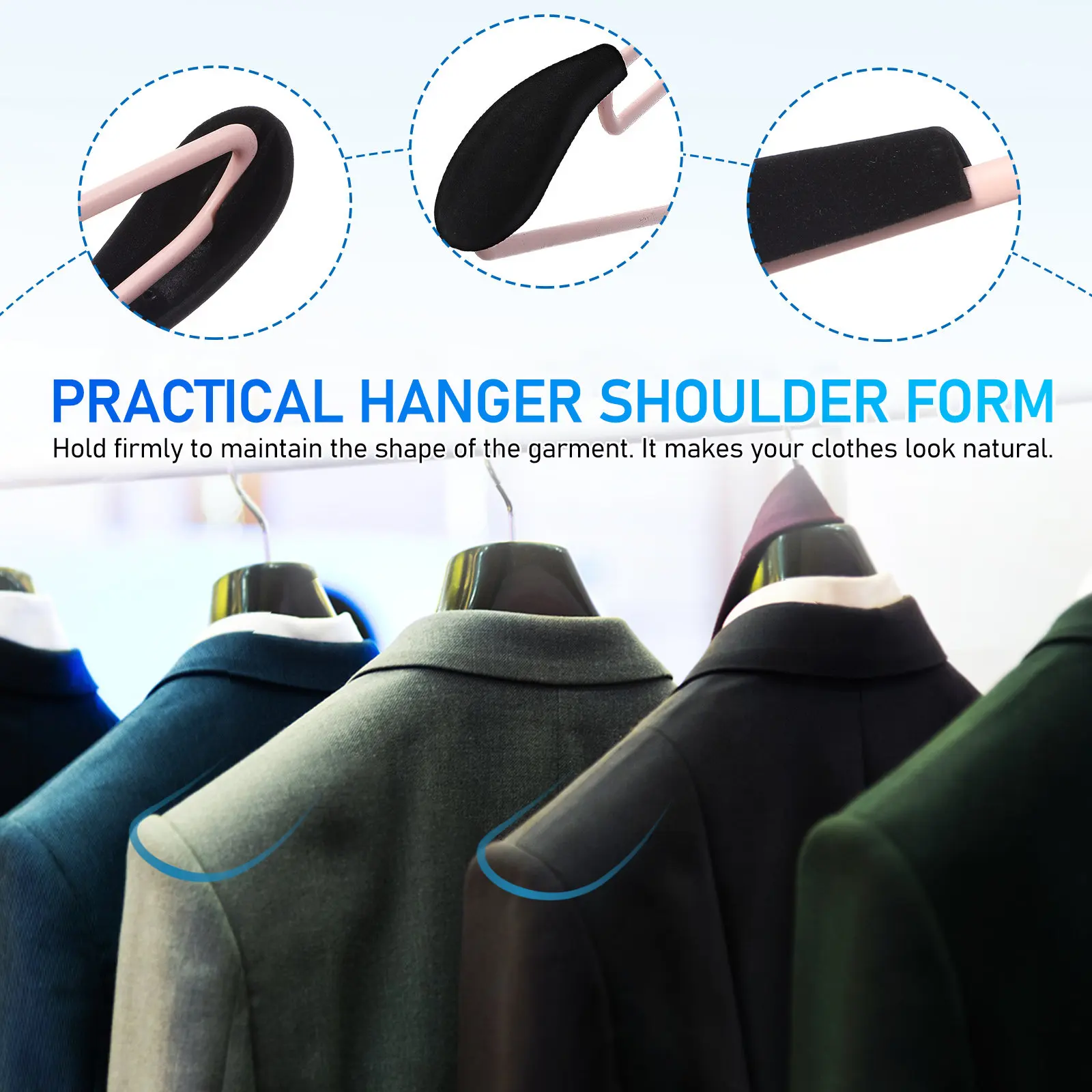 10Pcs Garment Hanger Shoulder Forms Non-Skid Support Pads for Banquet Dresses Sweaters Suits Delicate Underwear T-Shirts