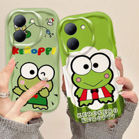 Cute Kero Keroppi 3D Wave Case For VIVO Y03 Y16 Y17S Y20 Y21 Y22S Y22 Y33S Y27 Y28 Y35 Y36 Y50 Y76 Y77 Y78 Y93 Y100 Case Funda