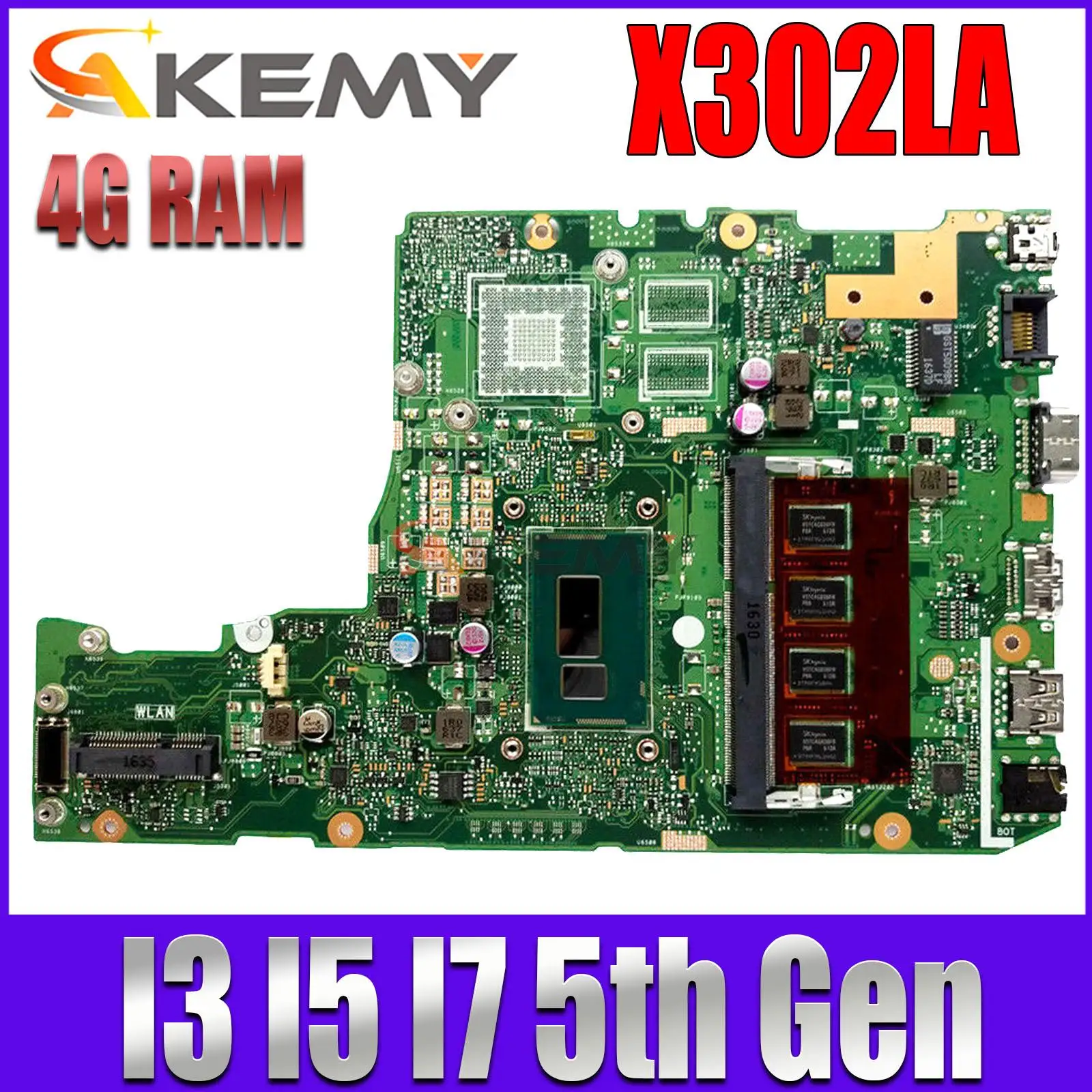 

X302LA Notebook Mainboard For ASUS X302L X302LA-LJ X302LJ Laptop Motherboard with I3 I5 I7 5th Gen CPU 4GB RAM