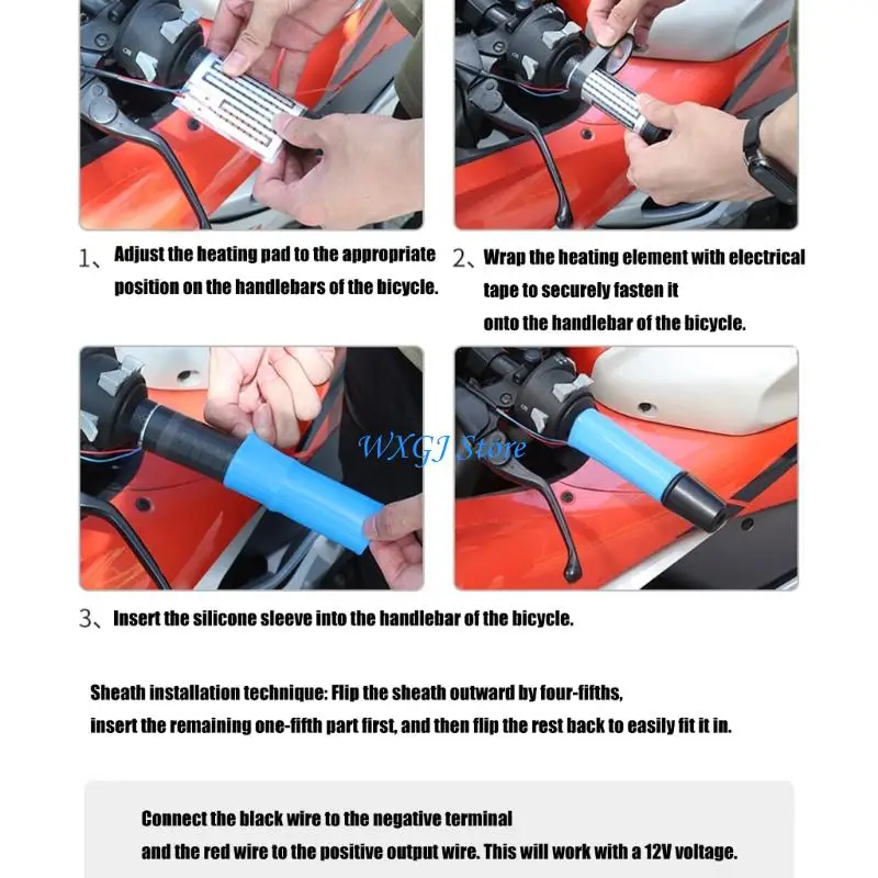 37JE Cold Weather Motorcycle Grips 12V Electric Heating Low Power Consumption Rugged