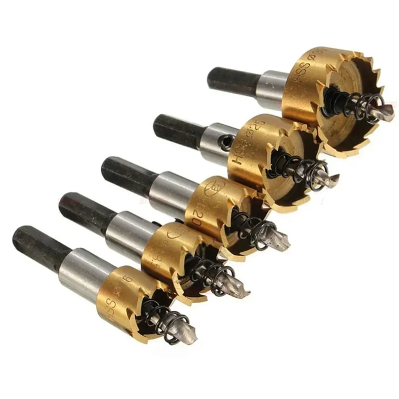 BAAJ-Hole Saw Cutter Drill Bit Set 5 Pieces HSS For Sheet Metal Reaming 16Mm 18.5Mm 20Mm 25Mm 30Mm High Precision Drills