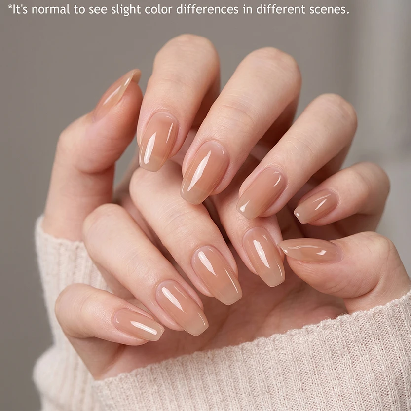 15ml Hassleless #07 Transparent Milk Coffee Nude Gel, Adjustable Shades, Long Lasting Gloss UV Gel For Daily Manicure view 4