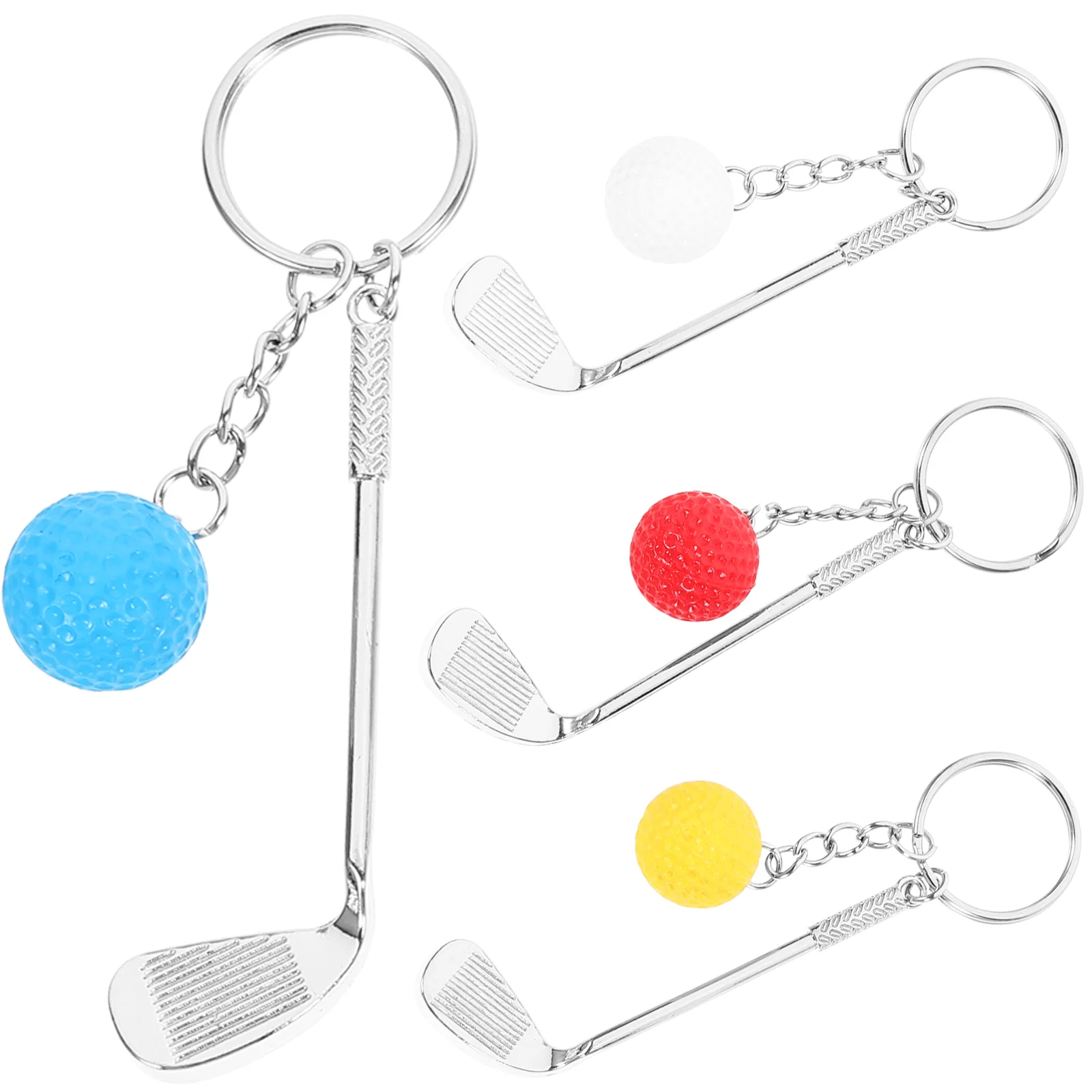 

4 Pcs Golf Pendant Golfs Balls Key Ring Chain Rings Aluminum Alloy Racket Small