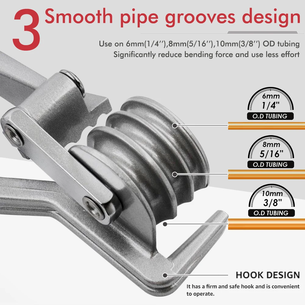 أداة ثني الأنابيب اليدوية 3 في 1 1/4 5/16 3/8 بوصة لأنبوب النحاس/أنبوب الألومنيوم/أنبوب الفولاذ المقاوم للصدأ الرقيق إلخ. #3