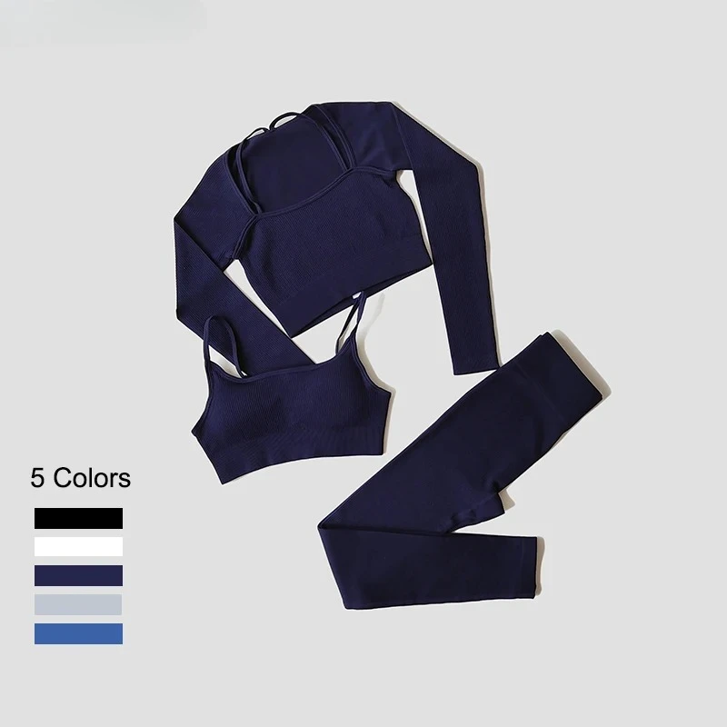 

Seamless Workout Crop Top Sport Leggings Sexy Top Bra Yoga Outfits For Women Sportswear Athletic Wear Gym Sets