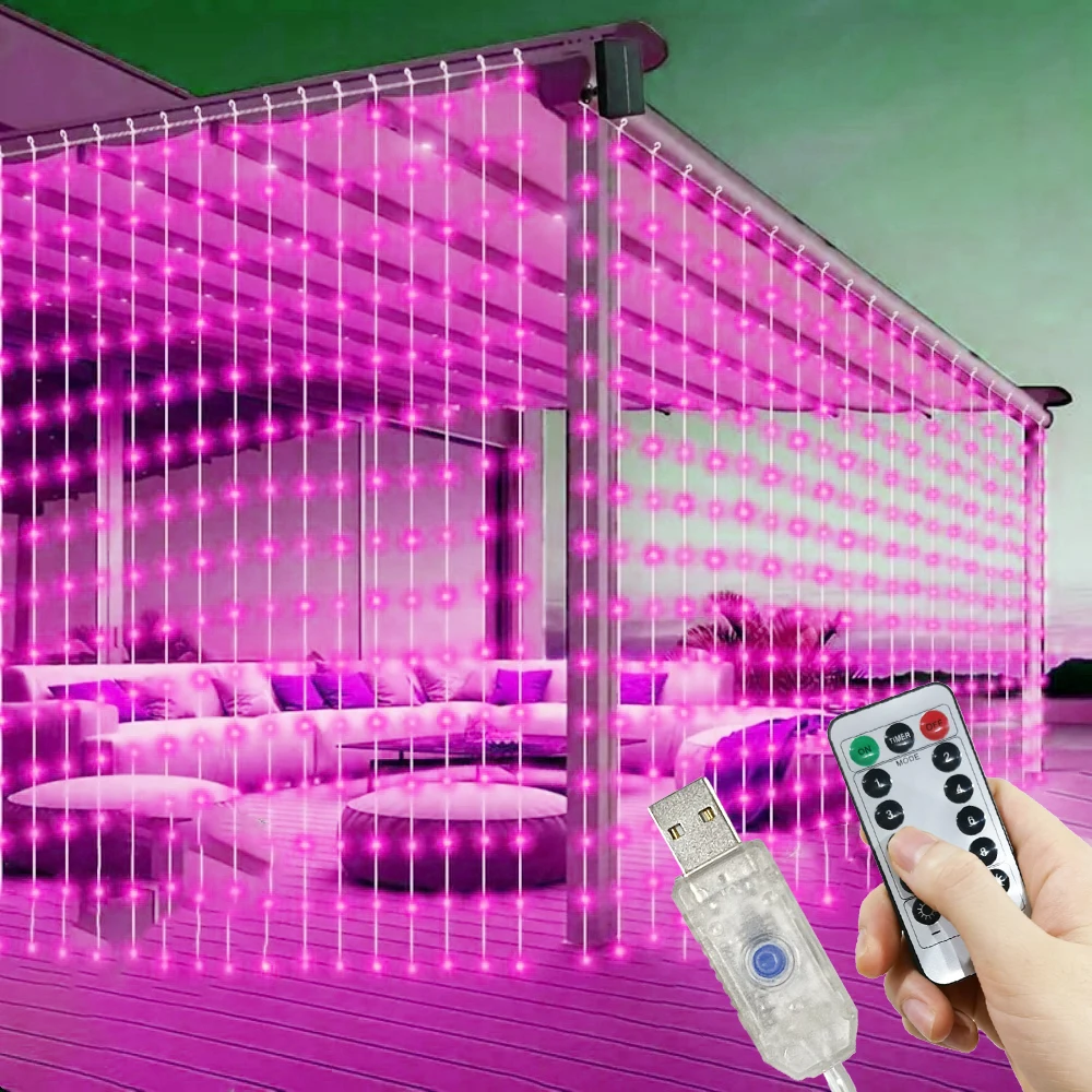 

Светодиодная гирлянда-штора USB с 8 режимами для декора дома, свадьбы, Дня святого Валентина, Рамадана, Ид Мубарака