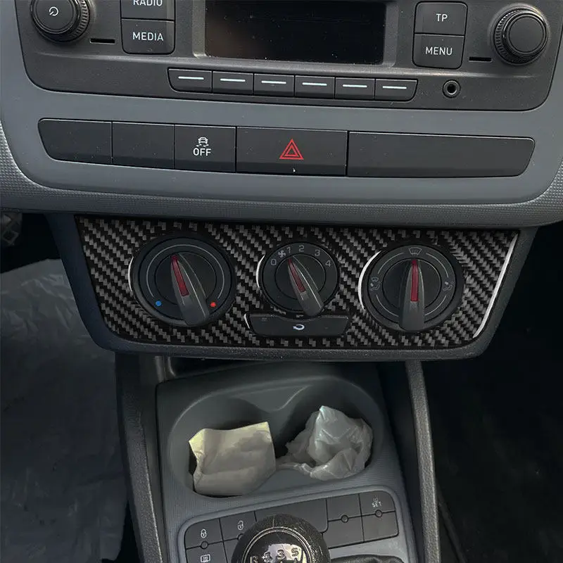 Auto Zubehör Zentrum Klimaanlage Einstellung AC Control Panel Rahmen Abdeckung Für Seat Ibiza 6j 2009-2014 Weichen Carbon faser Trim