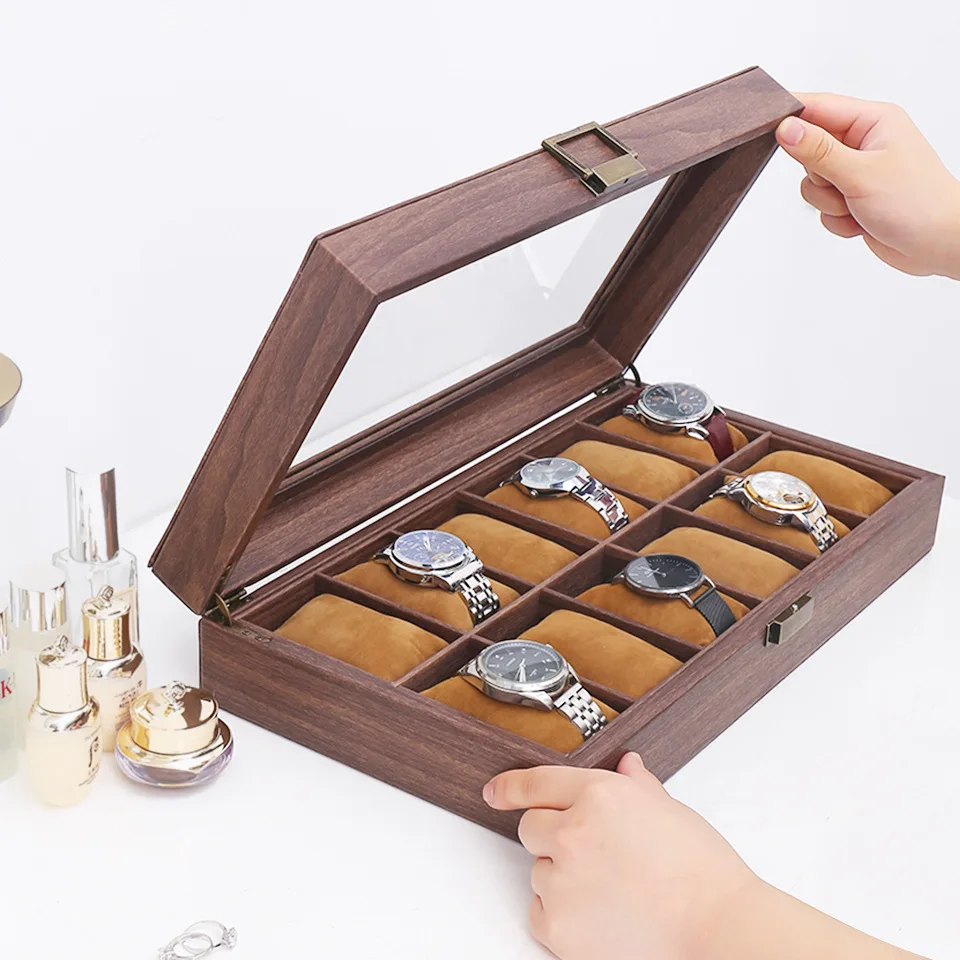 Новый стиль, коробка для часов из искусственной кожи, коричневая винтажная древесина, кожаный браслет для часов, коробка для хранения, коробка для коллекции часов