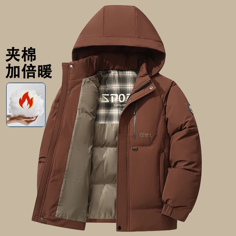 جديد أسفل سترة للرجال الشتاء المخملية سميكة مقنعين سترة الأعمال ملابس العمل عادية للإزالة مقنعين سترة الباردة واقية