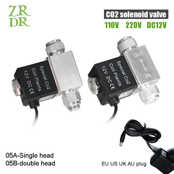 ZRDR 수족관 솔레노이드 밸브 레귤레이터, 저온 CO2 수족관 어항 전기 마그네틱 밸브, EU US DC12V, 110V-220V