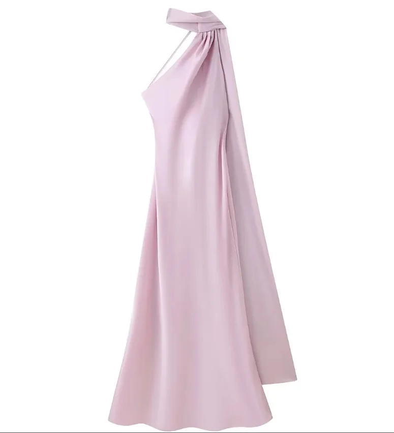 Satijnen lint halter lange jurken dames backless casual maxi-jurk avond bruiloftsgast wit blauw groen zomer afstuderen nieuw