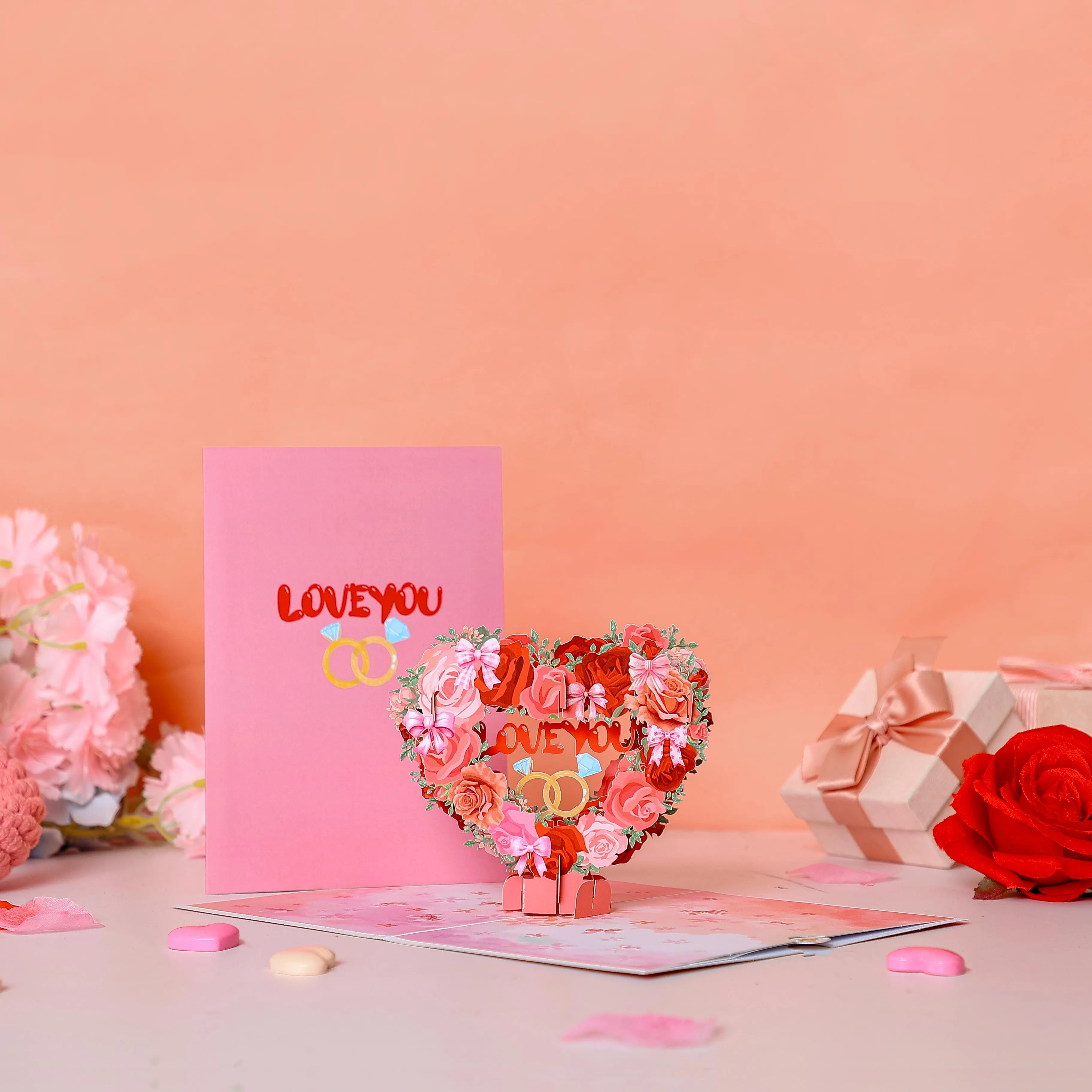 „Ich liebe dich“ 3D-Herzkranz-Grußkarte, geeignet für Geburtstage, Jahrestage und andere Anlässe