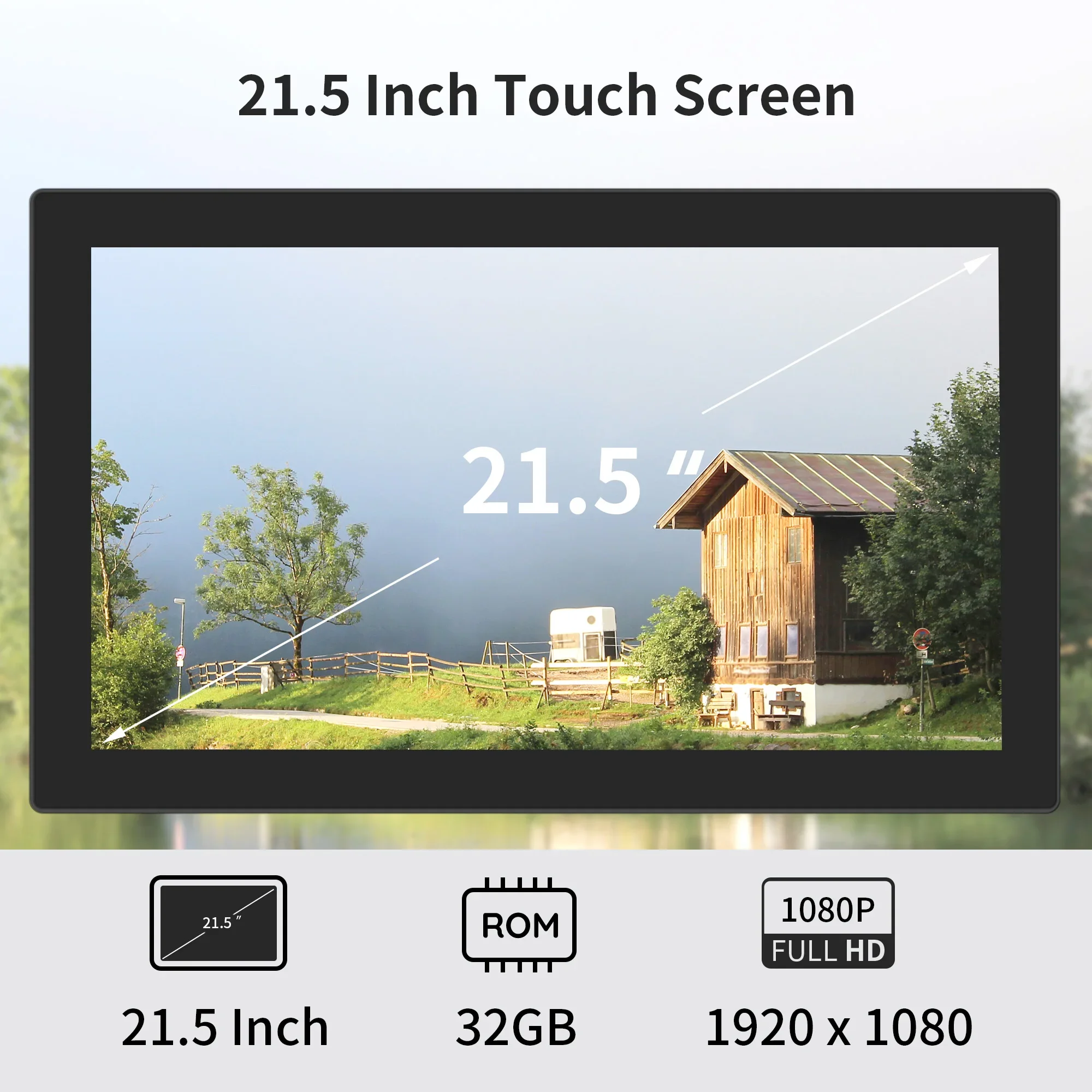 21.5 Inch WiFi Cloud Picture Frame  1920*1280 IPS Touch Screen Digital Photo Frame with 32GB Memory Type C Port Frameo System