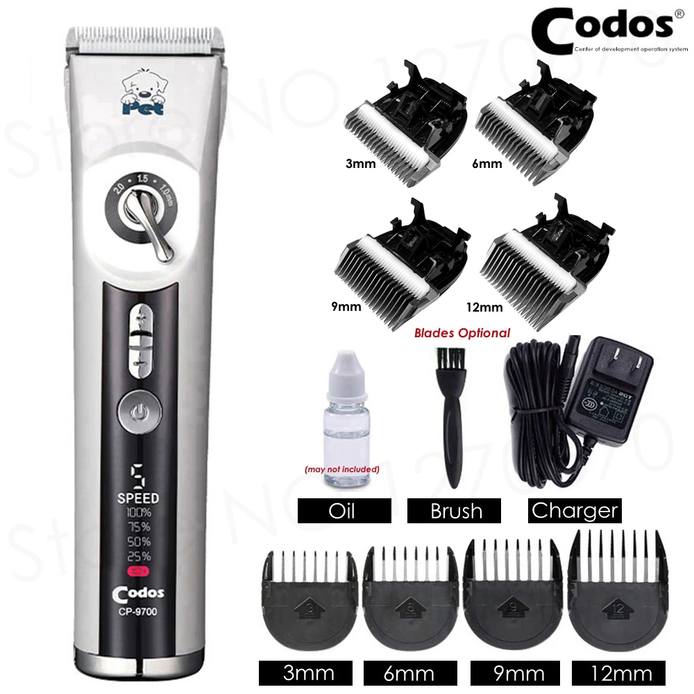 Codos CP9700 Pet Dog Clippers Professional Animals Grooming Trimmer Shaver Electrical Cat Haircut Machine Rechargeable 5 Speeds