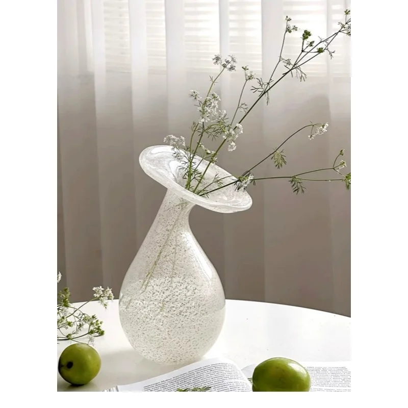 Transparent glass flower vase for French tulip flower arrangement, water-grown flower container, artistic and luxurious style
