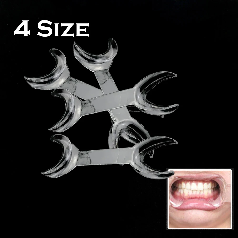 Dental Double-headed T-Shape Intraoral Cheek Lip Retractor Dental Intraoral Mouth Expanders 4Size 4pcs Transparent Retractor