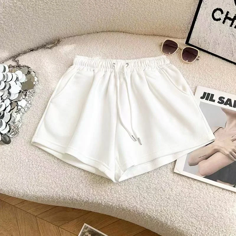 Cotton Drawstring Wide Leg Shorts for Women High Waist Loose Casual Jogging Shorts Y2K Summer Streetwear All Match Baggy Shorts