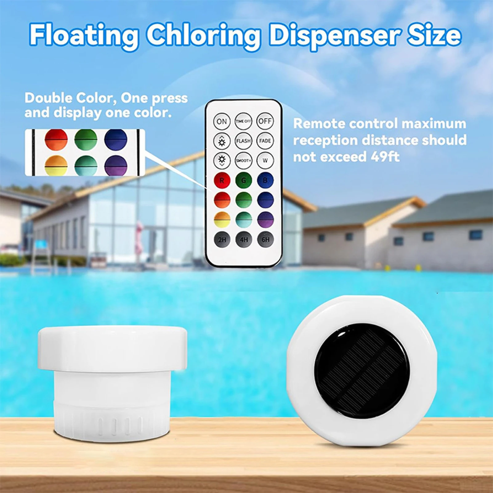 Pool Floating Chlorine Dispenser with Solar Light Chlorine Tablet Floater for Swimming Pool Spa Hot Tub