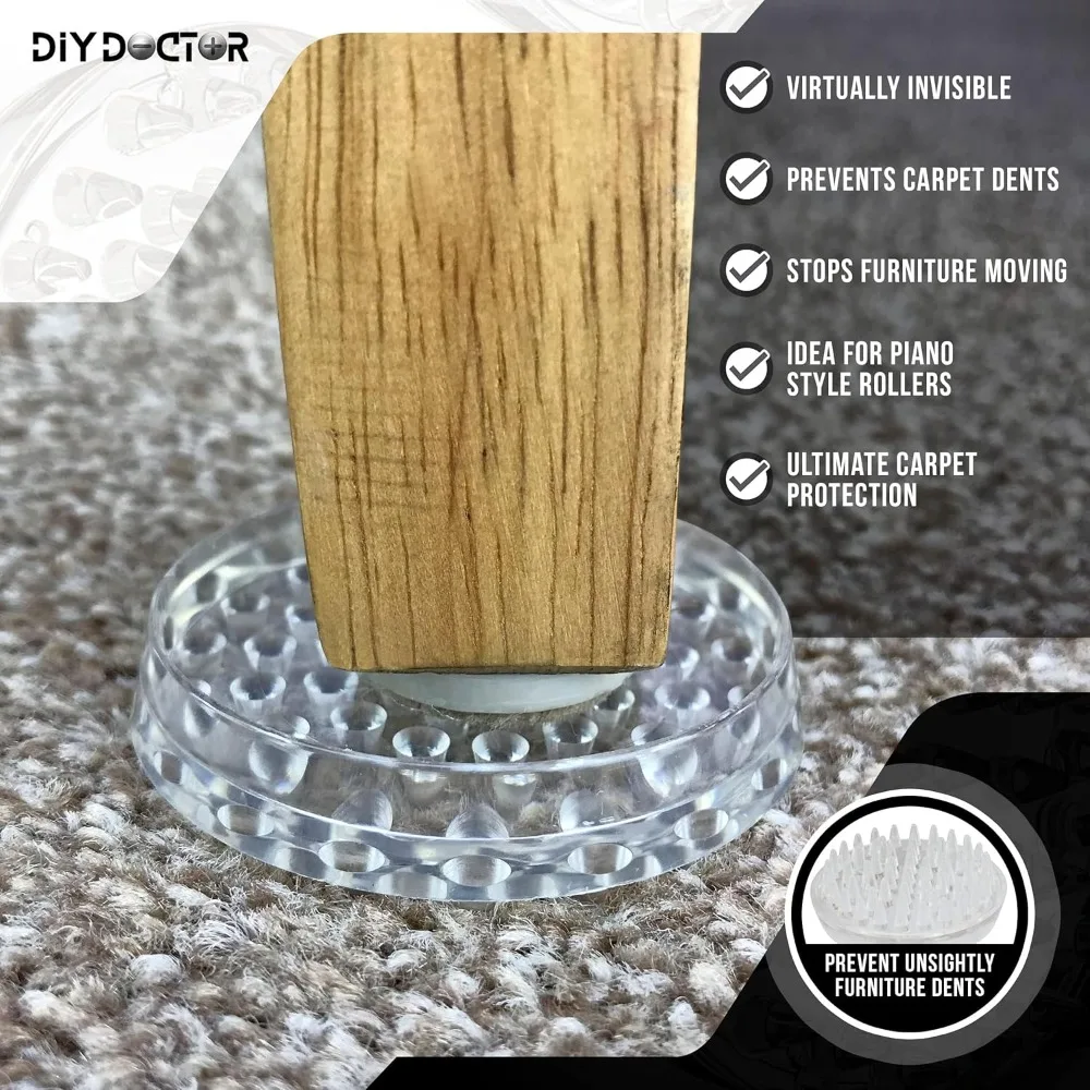 أكواب عجلات الأثاث (8 عبوات) - 53 واقيات سجاد شديدة التحمل بتصميم سبايك لأرجل الأثاث - مثالية للاستخدام المنزلي والمكتبي