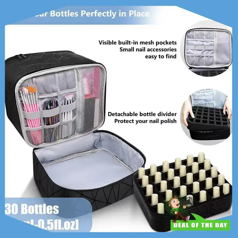 

24-Hour Delivery Large Capacity Nail Polish Storage Bag 30 Bottles Portable Cosmetic Organizer Handbag With Handle For Travel