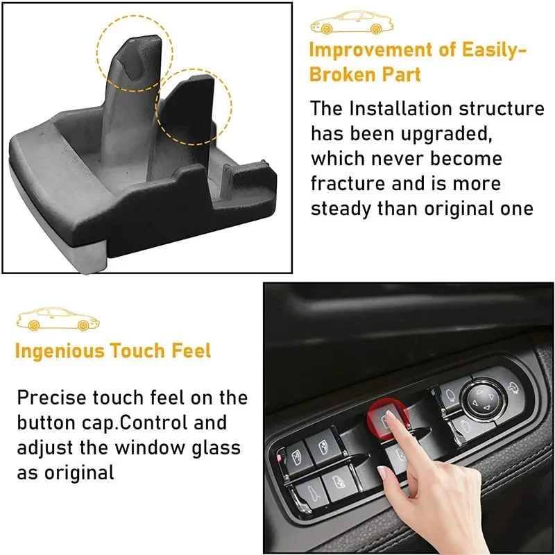 Window Switch Button Cap Cover Driver Master Side For Porsche Panamera / Cayenne 2010-2016 for Macan 2014-2018 1Pcs